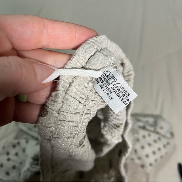 Made in Italy Women’s Italian Linen Smocked Ruched Tiered Feminine Midi Skirt - Picture 5 of 6